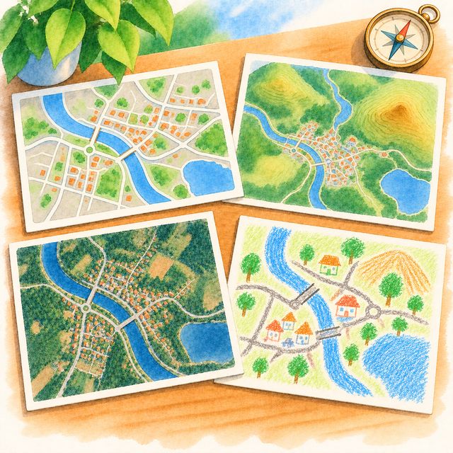 Same place, four maps