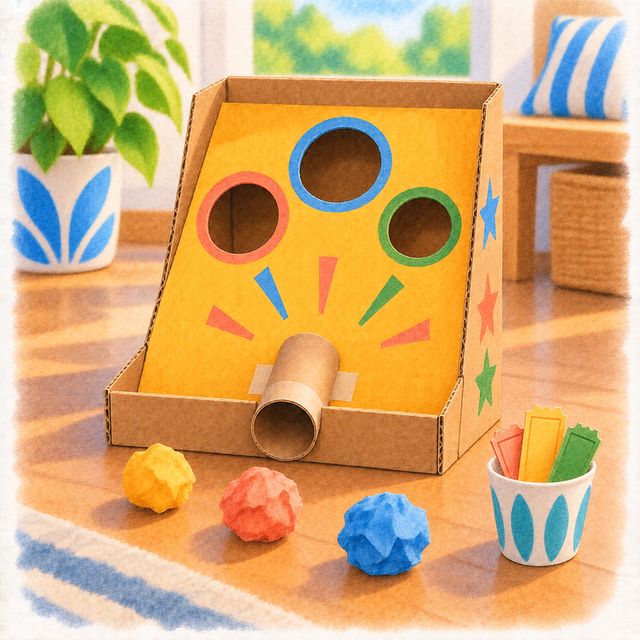 A cardboard arcade game