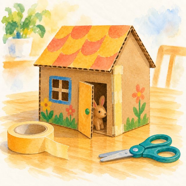 A cardboard house